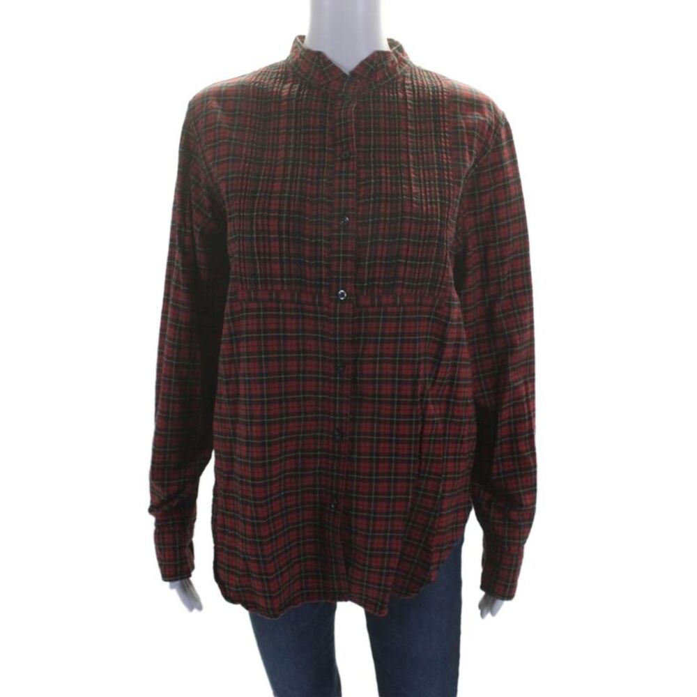 Denim & Supply By Ralph Lauren Womens Plaid Button Up Blouse Top Red Size L